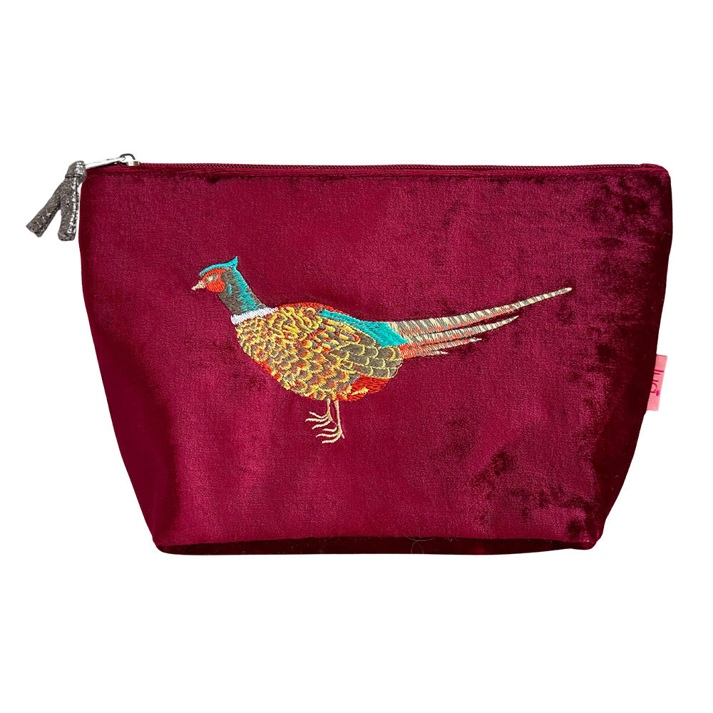 Pheasant Cosmetic Purse - Burgundy