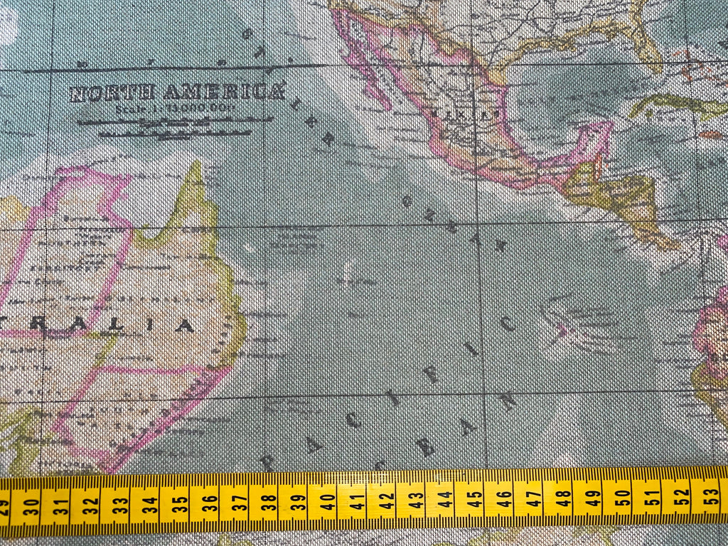 World Map Fabric - DOUBLE WIDTH, 280cm width, maps - per half metre