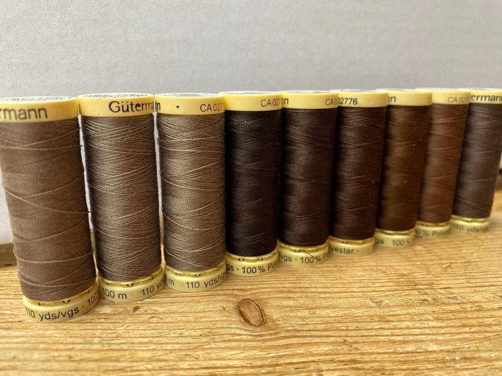 Gutterman sew all thread, 100% Polyester, 100metres, brown threads