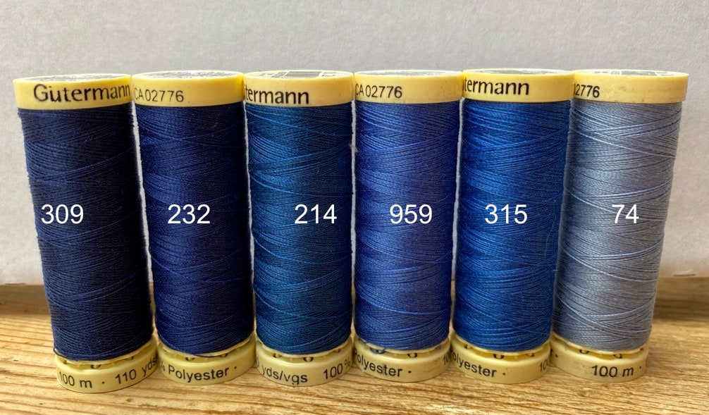 Gutterman Sew All Thread, 100% Polyester, 100metres, navy shades