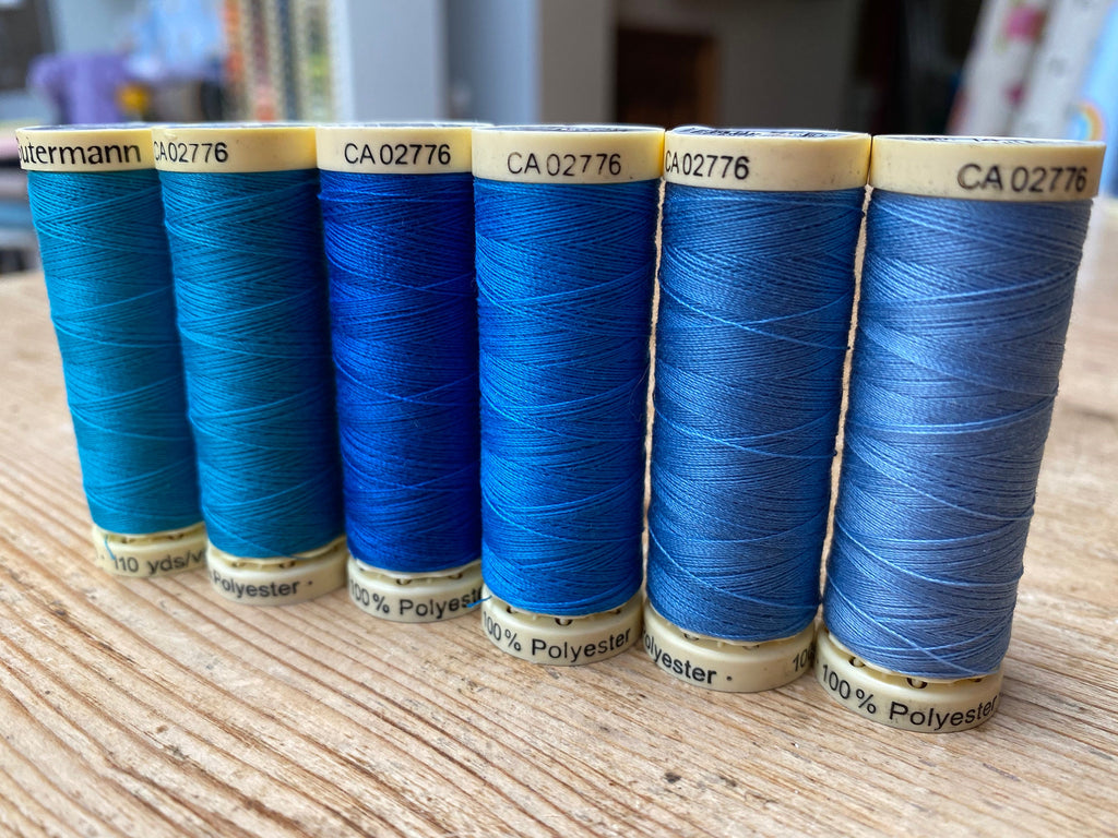 Gutterman sew all thread, 100% Polyester, 100metres, blue threads
