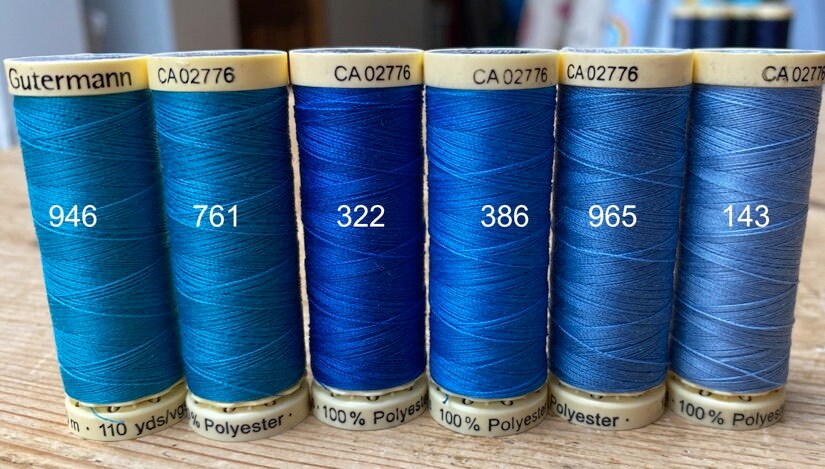 Gutterman sew all thread, 100% Polyester, 100metres, blue threads