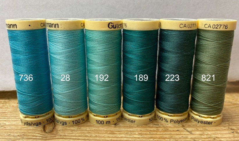 Gutterman sew all thread, 100% Polyester, 100metres, sewing, aqua threads, green