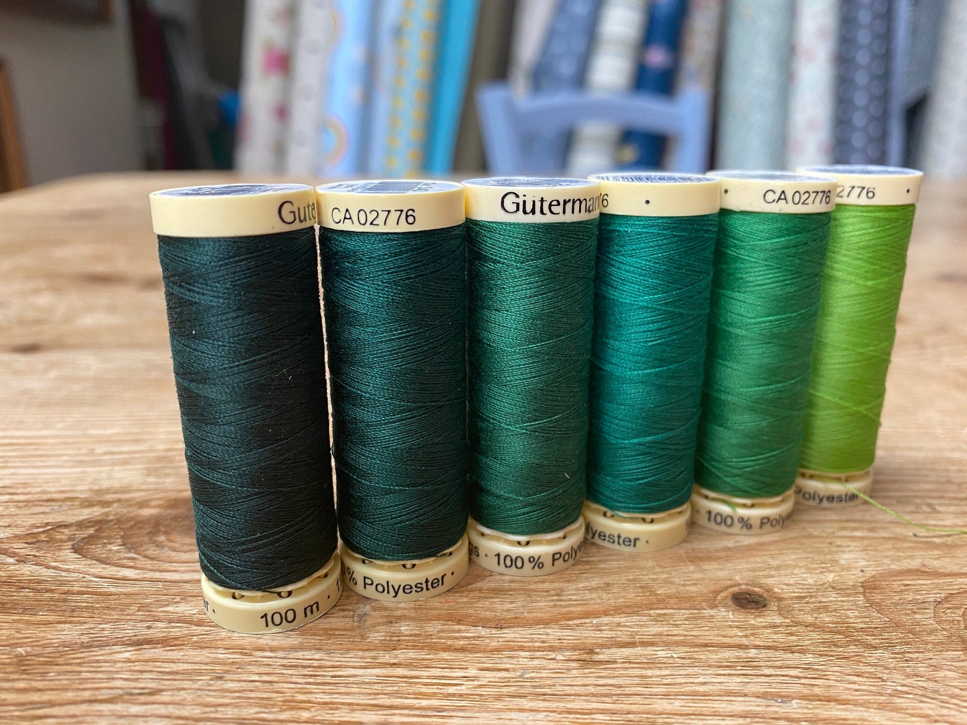 Gutterman sew all thread, green, 100% Polyester, 100metres