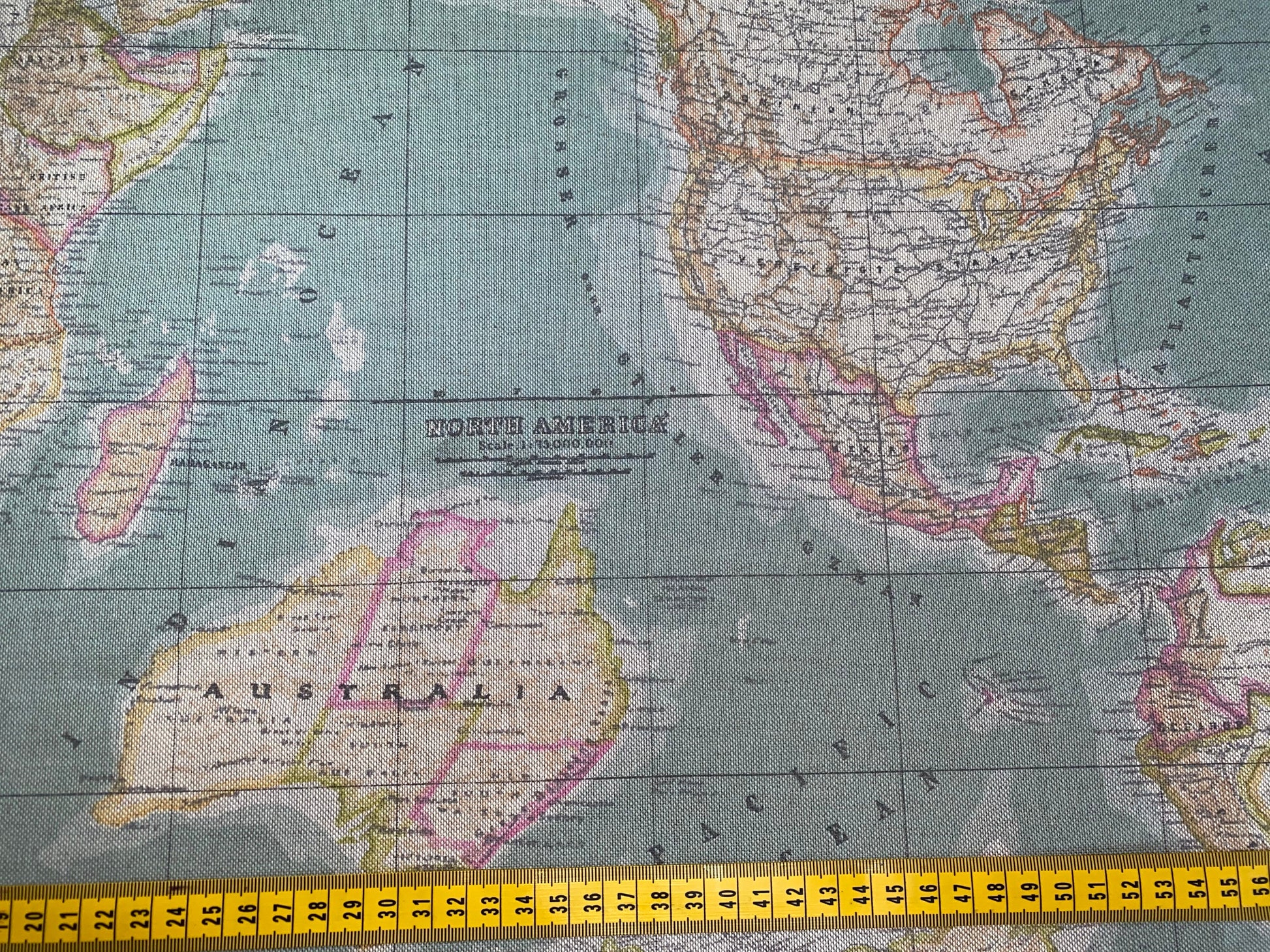 World Map Fabric - DOUBLE WIDTH, 280cm width, maps - per half metre