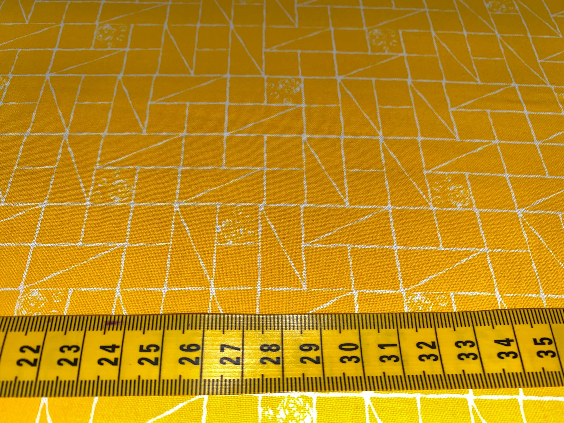 Cat Prints on Yellow, Geometric - 100% Cotton Fabric, 110cm width