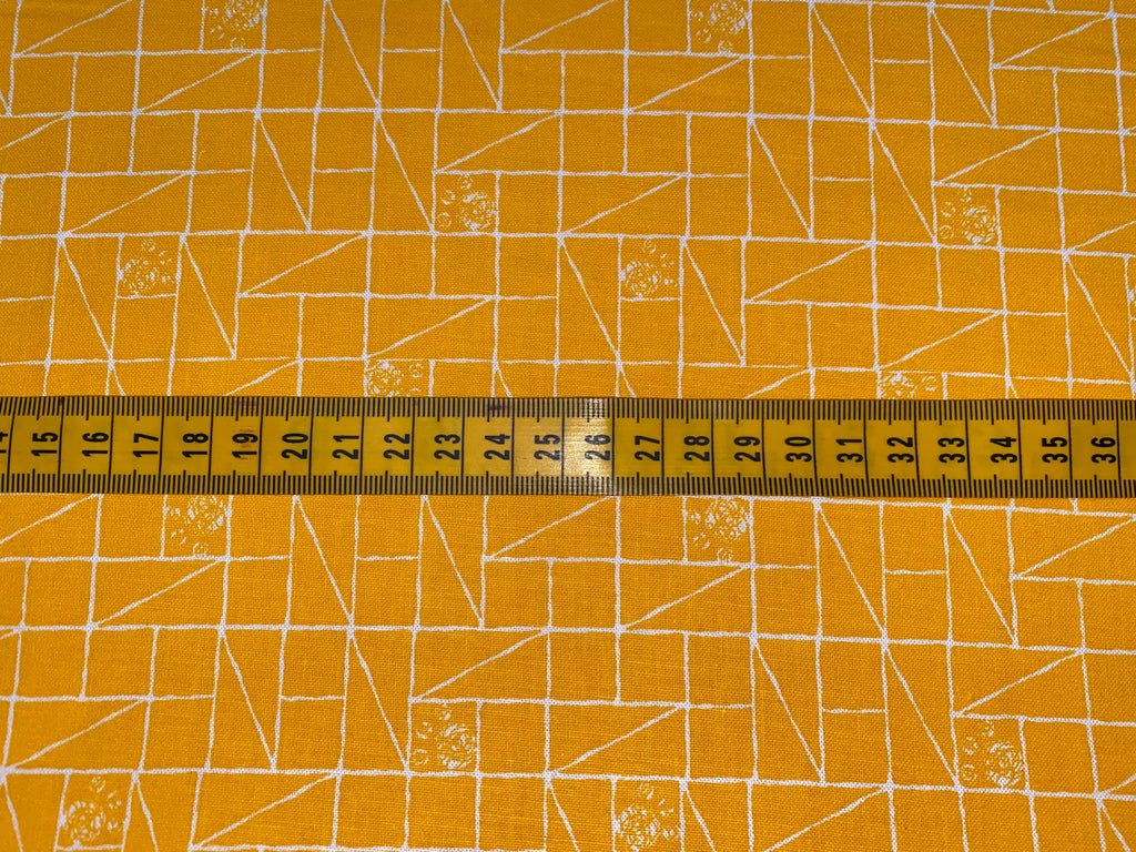 Cat Prints on Yellow, Geometric - 100% Cotton Fabric, 110cm width