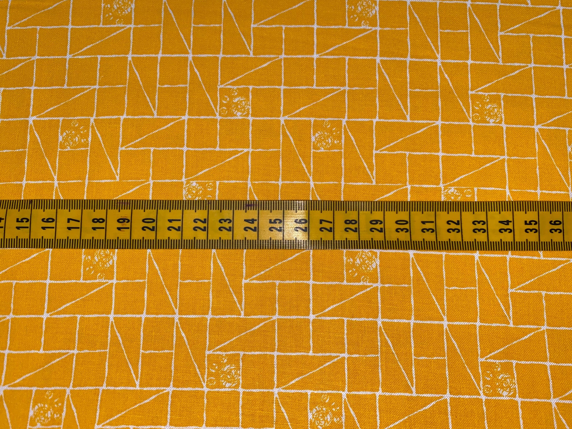 Cat Prints on Yellow, Geometric - 100% Cotton Fabric, 110cm width