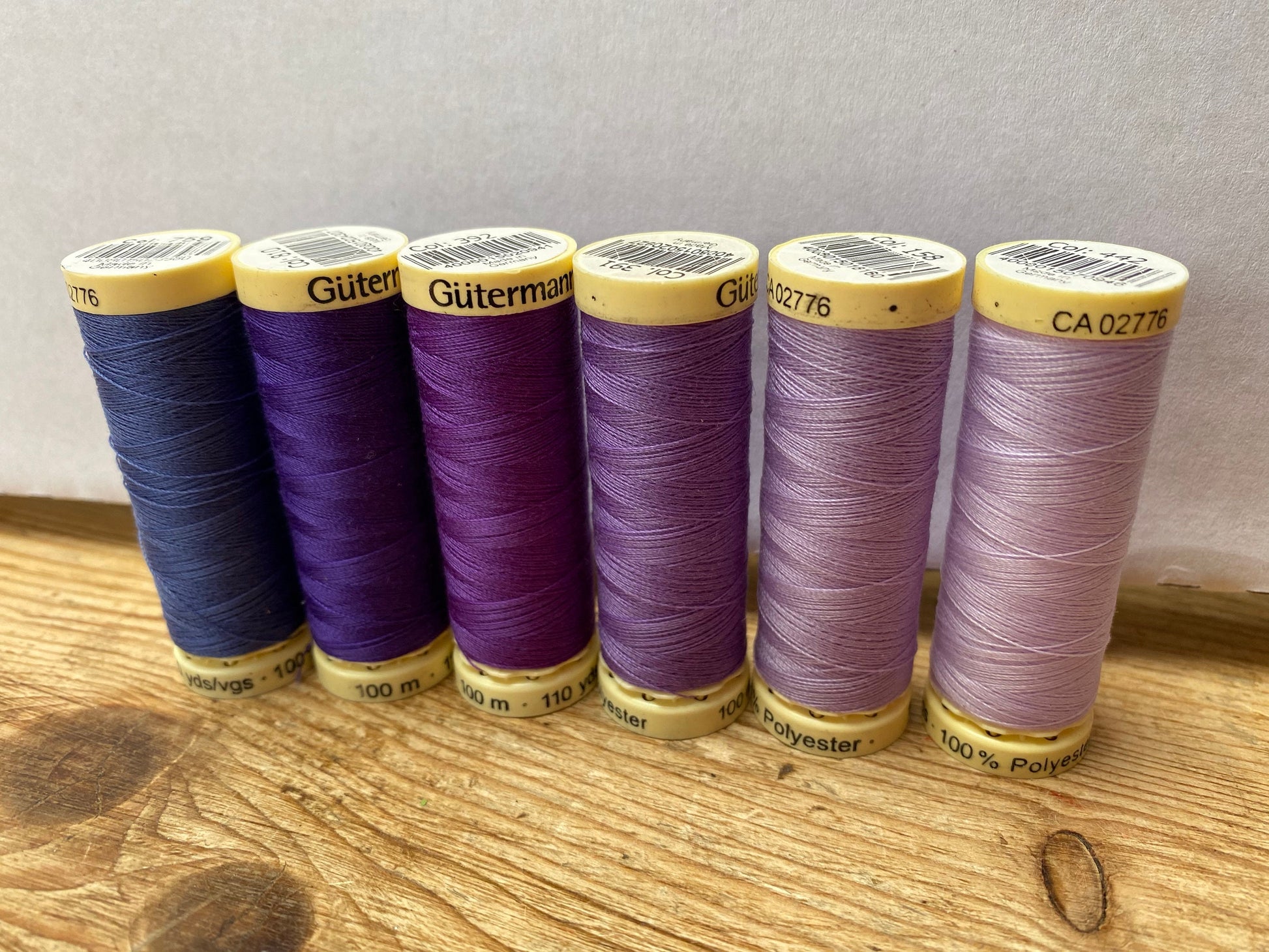 Gutterman sew all thread, purple shades, 100% Polyester, 100Metres