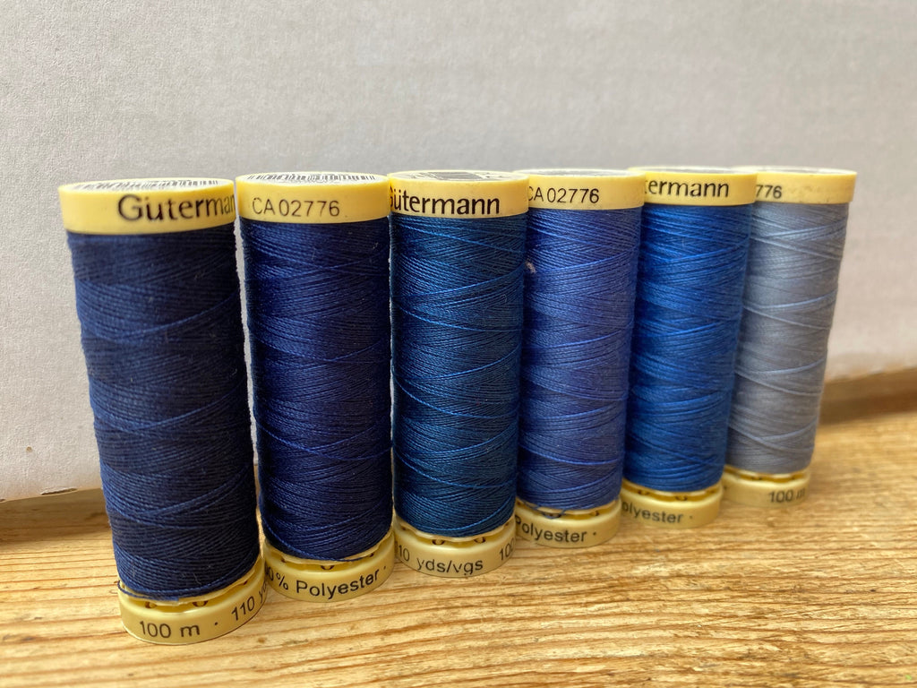 Gutterman Sew All Thread, 100% Polyester, 100metres, navy shades