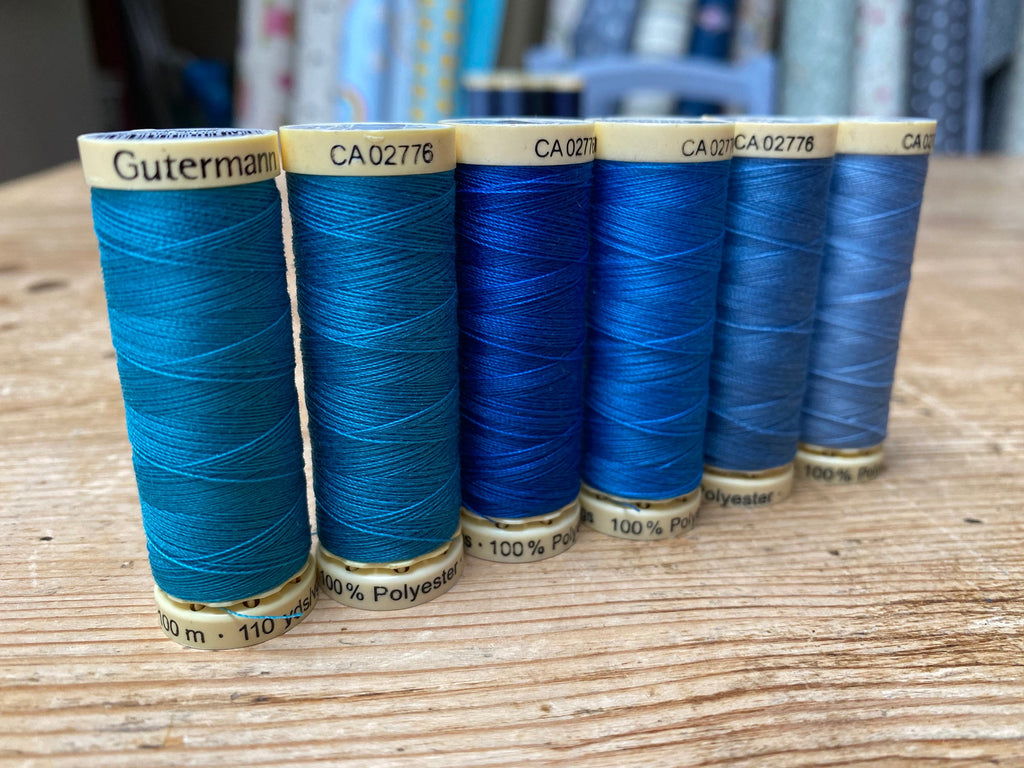 Gutterman sew all thread, 100% Polyester, 100metres, blue threads