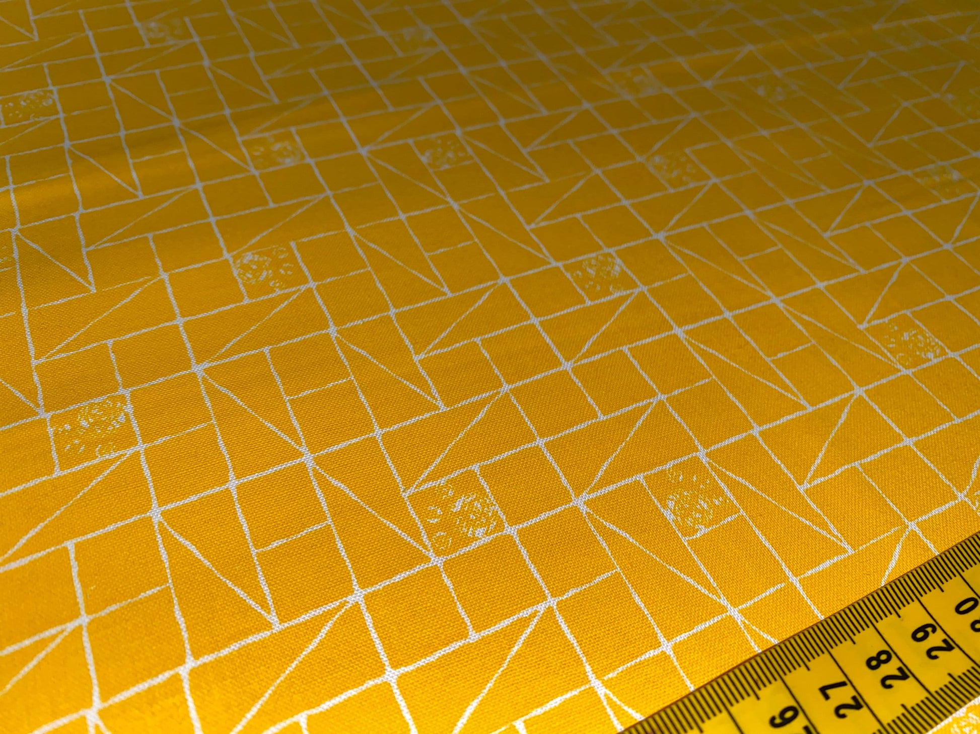 Cat Prints on Yellow, Geometric - 100% Cotton Fabric, 110cm width