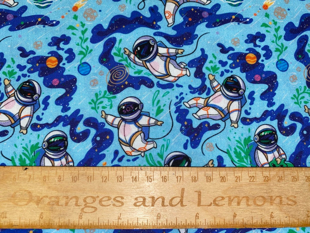 Astronauts in Space, 100% cotton, 150cm width, PER HALF METRE
