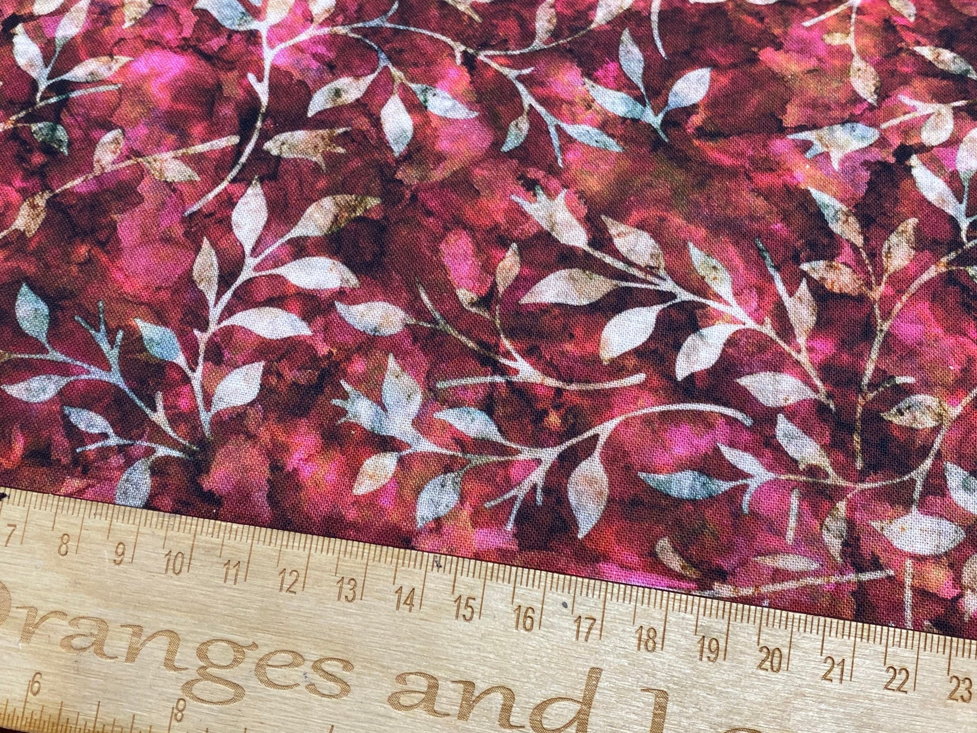 Leaf print, Colours 100% cotton, 140cm width PER HALF METRE