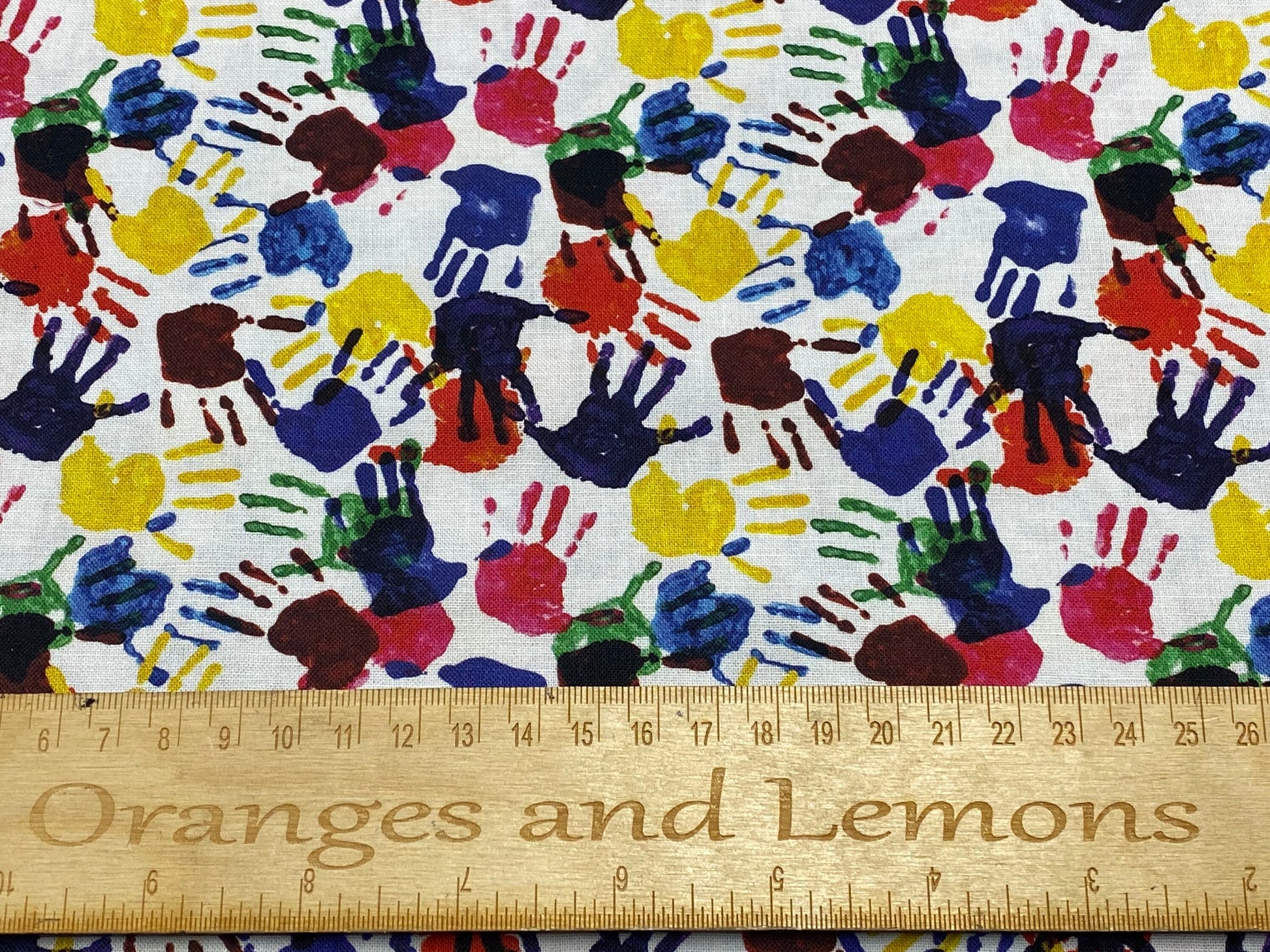 Kids hand painting, 100% cotton, 140cm width PER HALF METRE