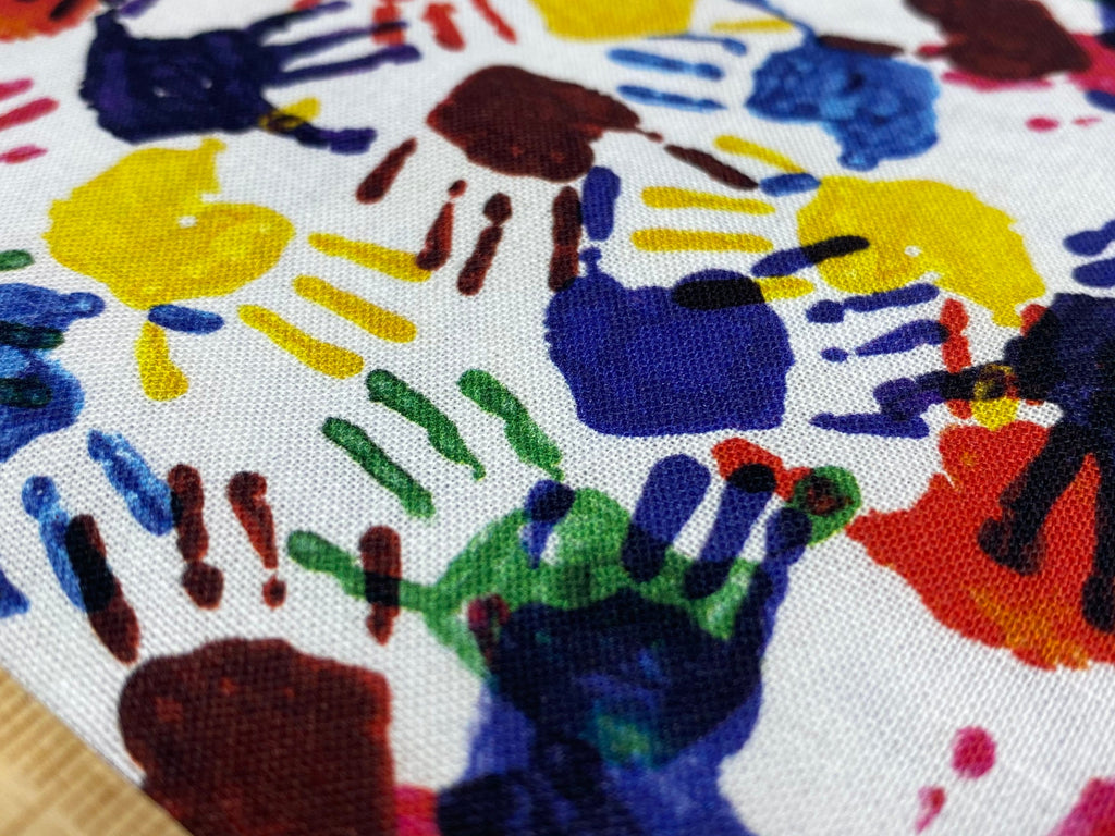 Kids hand painting, 100% cotton, 140cm width PER HALF METRE