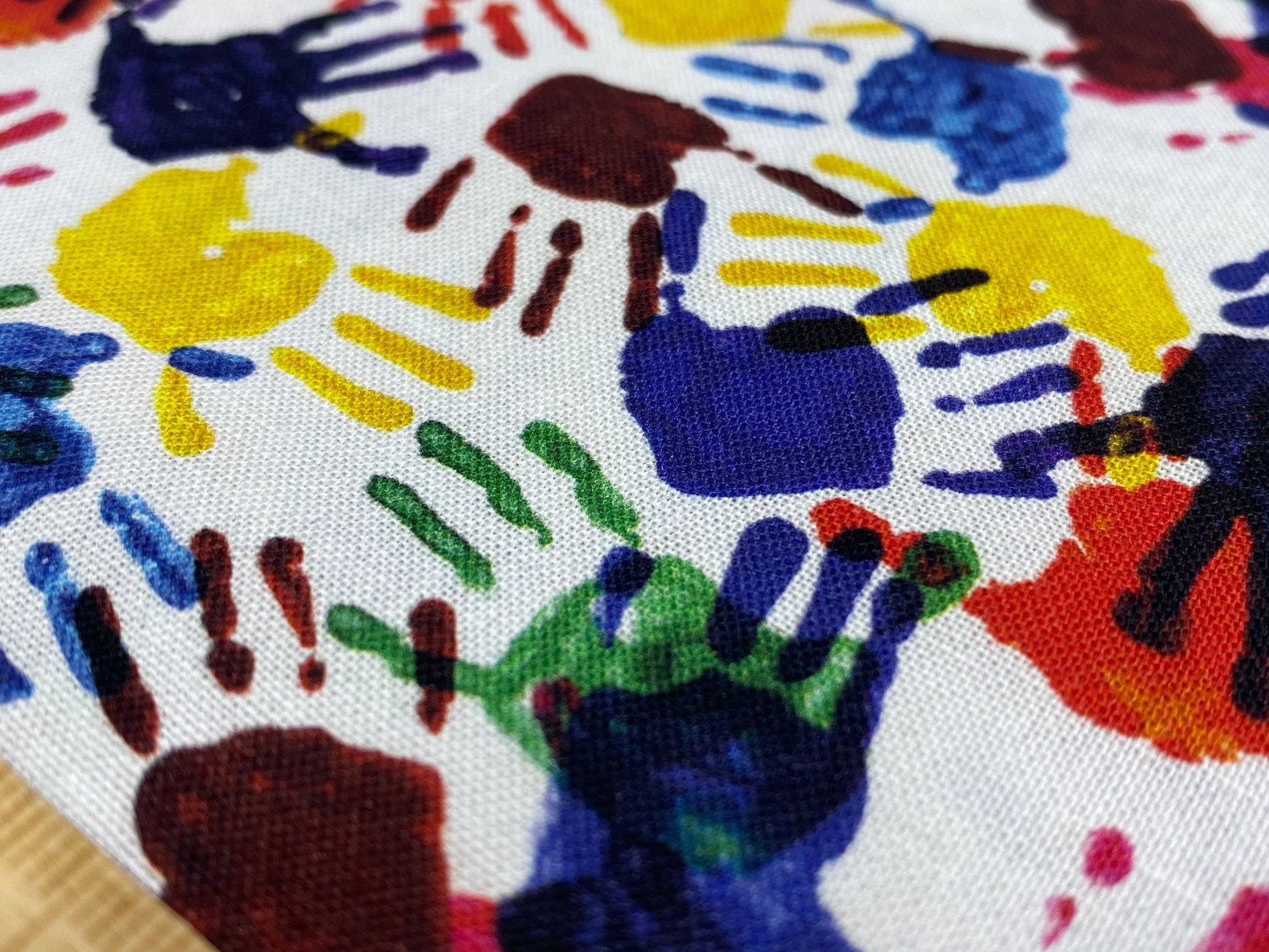 Kids hand painting, 100% cotton, 140cm width PER HALF METRE