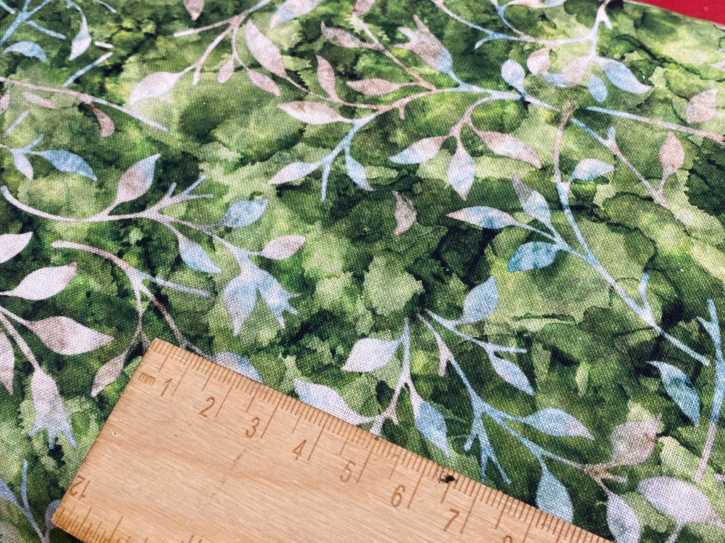 Leaf print, Colours 100% cotton, 140cm width PER HALF METRE