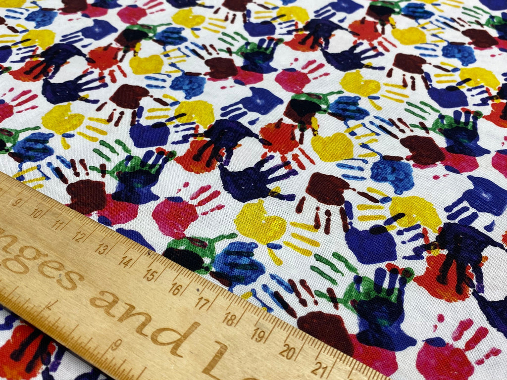 Kids hand painting, 100% cotton, 140cm width PER HALF METRE