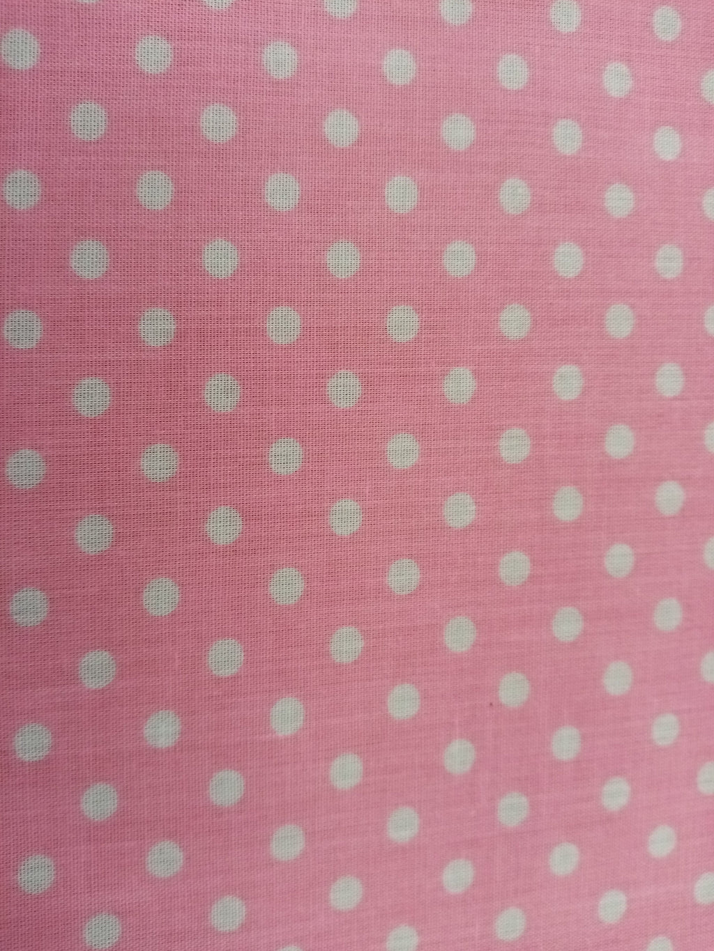 Pink and White Polka Dot Print Fabric, Poly Cotton PER HALF METRE