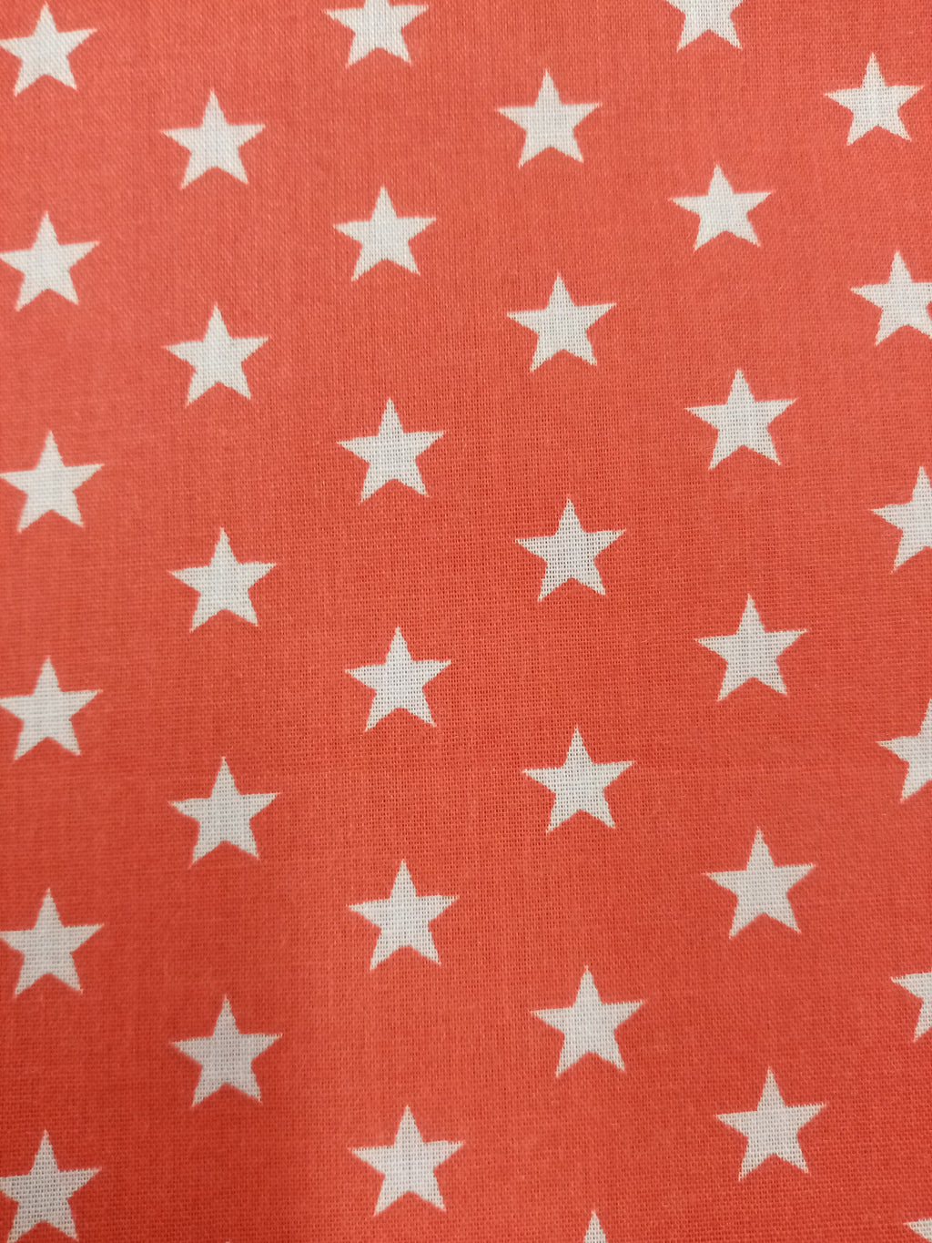 Red and White Star Print Fabric, Poly Cotton PER HALF METRE