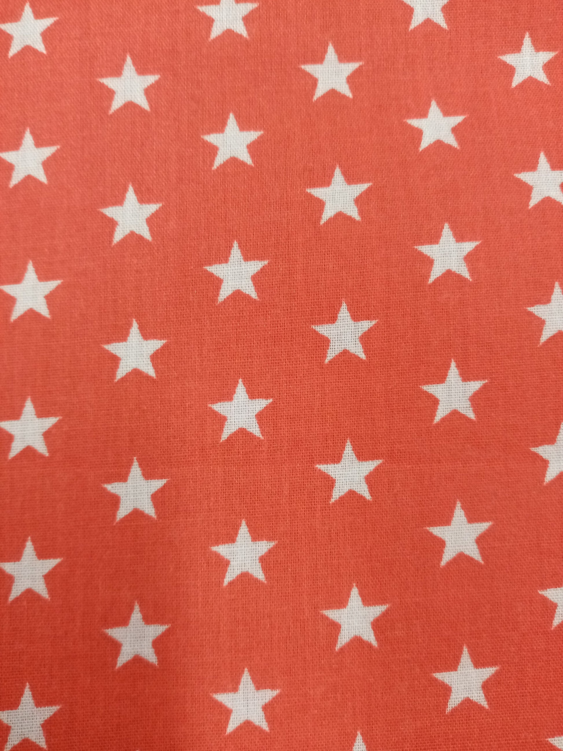 Red and White Star Print Fabric, Poly Cotton PER HALF METRE