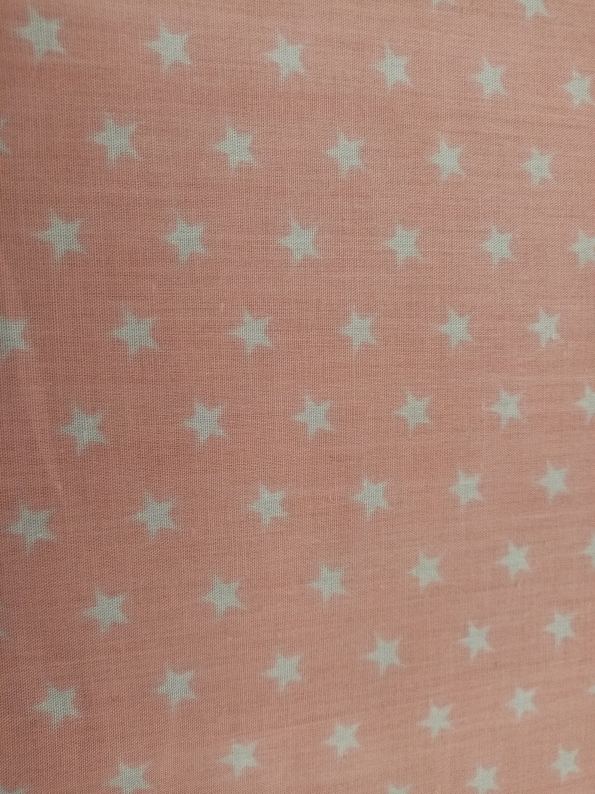 Pink and White Star Print Fabric, Poly Cotton PER HALF METRE