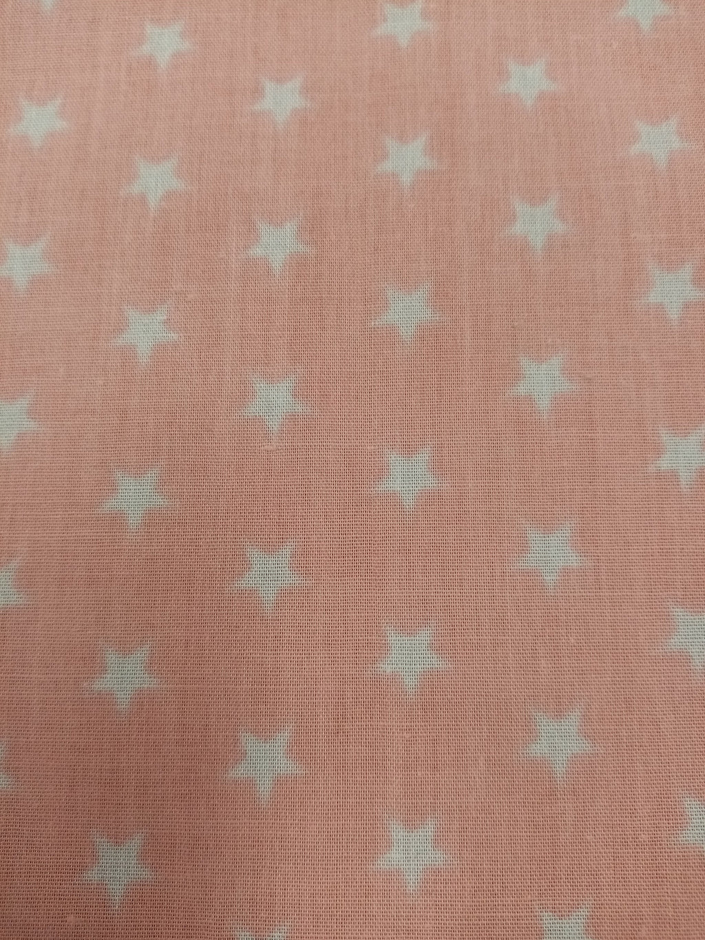 Pink and White Star Print Fabric, Poly Cotton PER HALF METRE