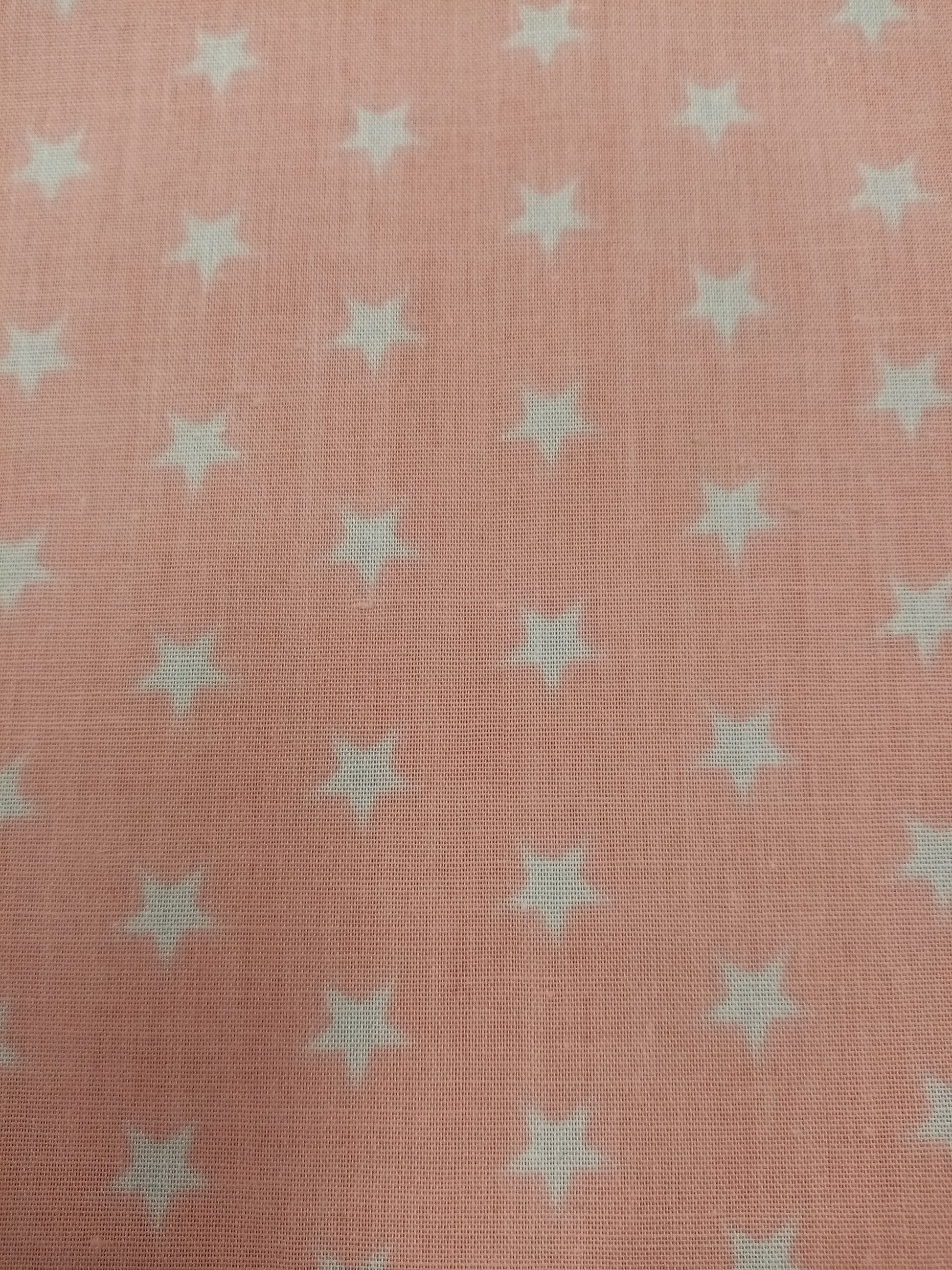 Pink and White Star Print Fabric, Poly Cotton PER HALF METRE