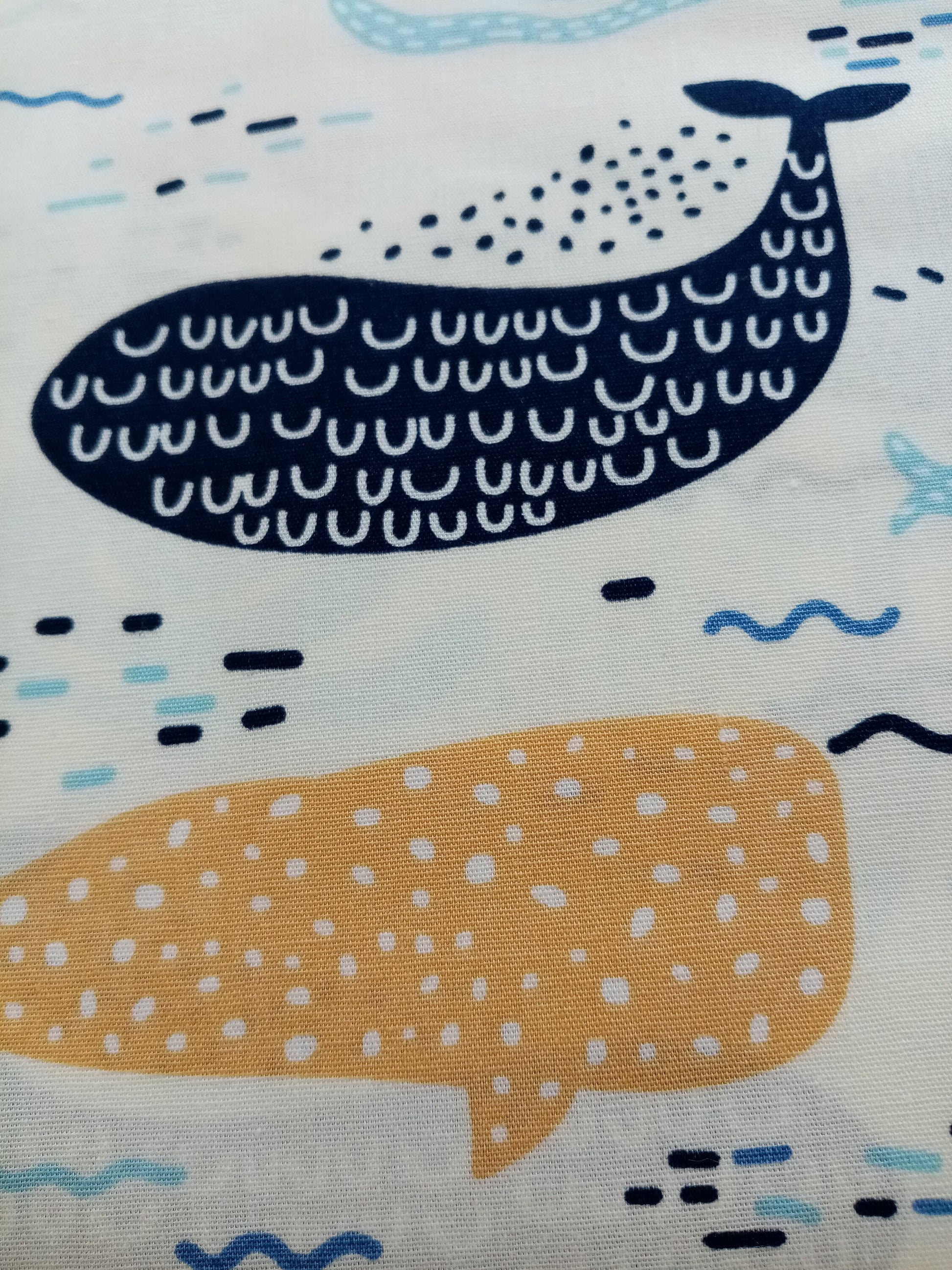 White Sealife Print Fabric, 110cm width, 100% Cotton, PER HALF METRE