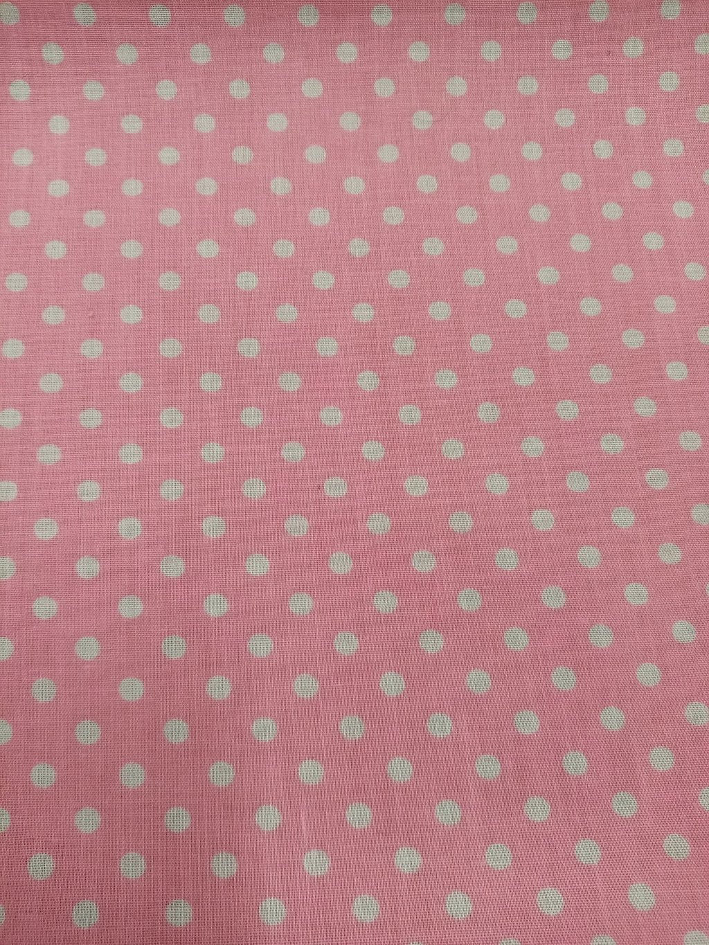 Pink and White Polka Dot Print Fabric, Poly Cotton PER HALF METRE