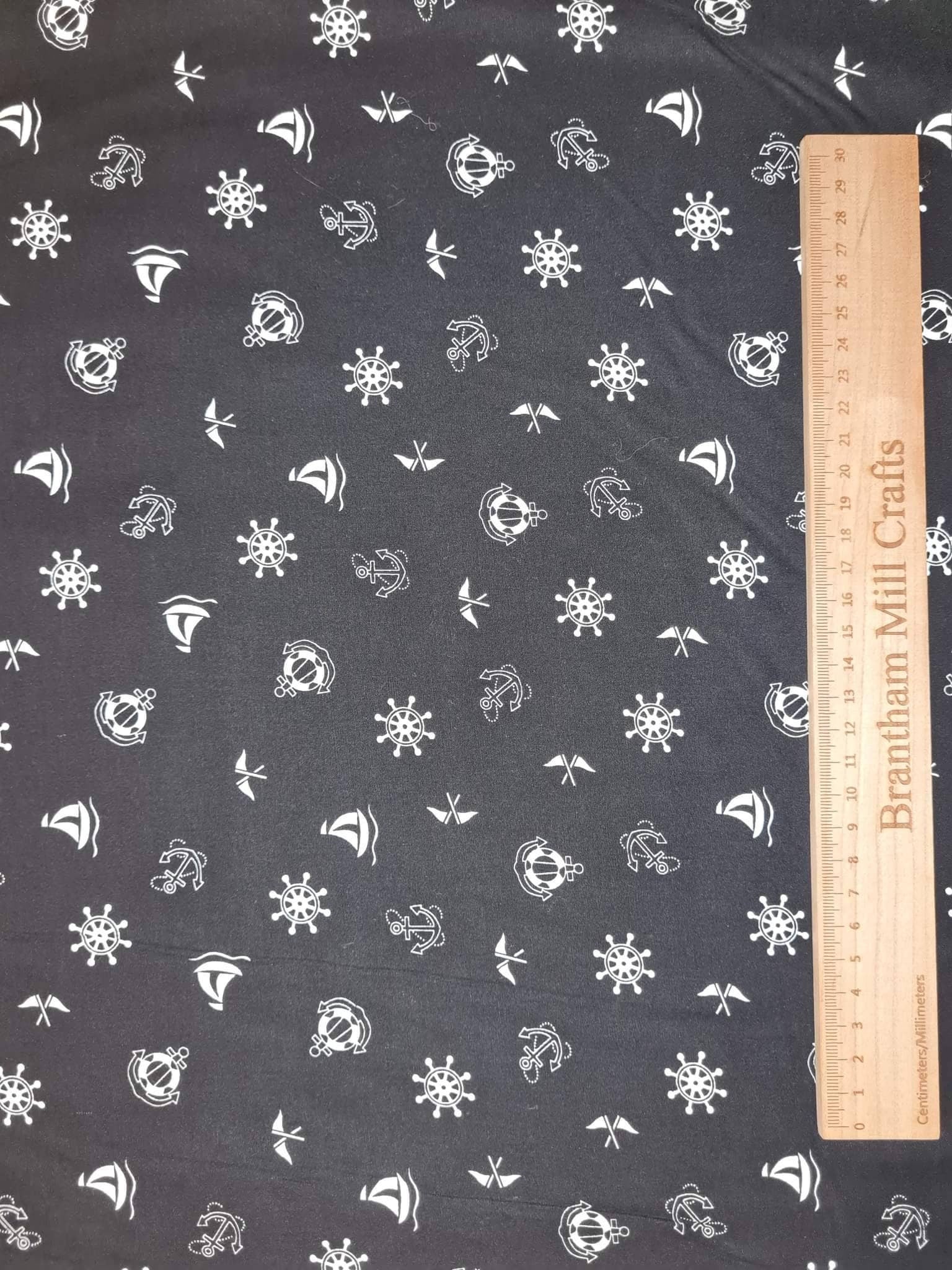 Nautical Print Fabric, 110cm width, 100% Cotton Poplin PER HALF METRE