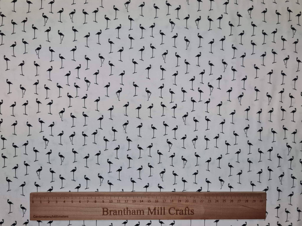 White Stork Print Fabric, 110cm width, 100% Cotton Poplin PER HALF METRE