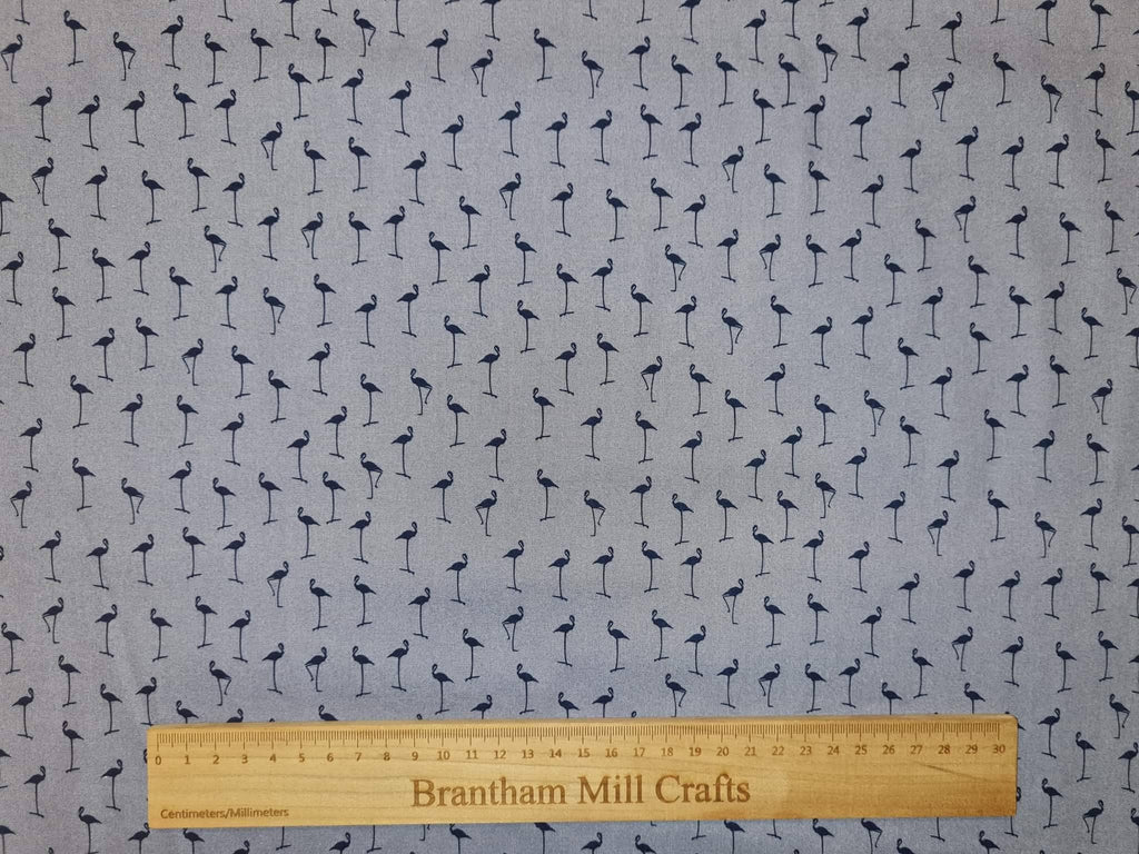 Blue Stork Print Fabric, 110cm width, 100% Cotton Poplin PER HALF METRE