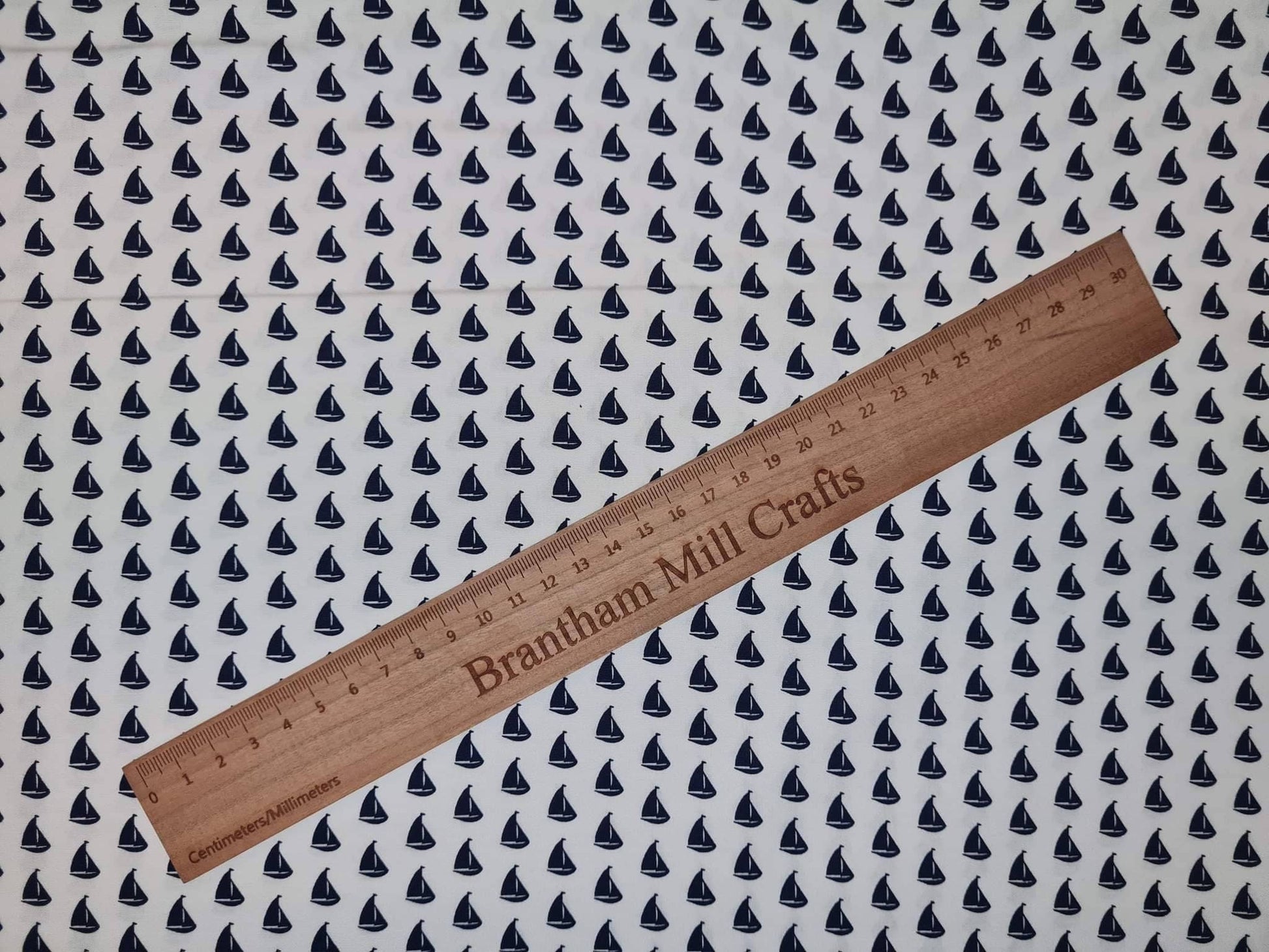 White Little Sailing Boat Print Fabric, 110cm width, 100% Cotton Poplin PER HALF METRE