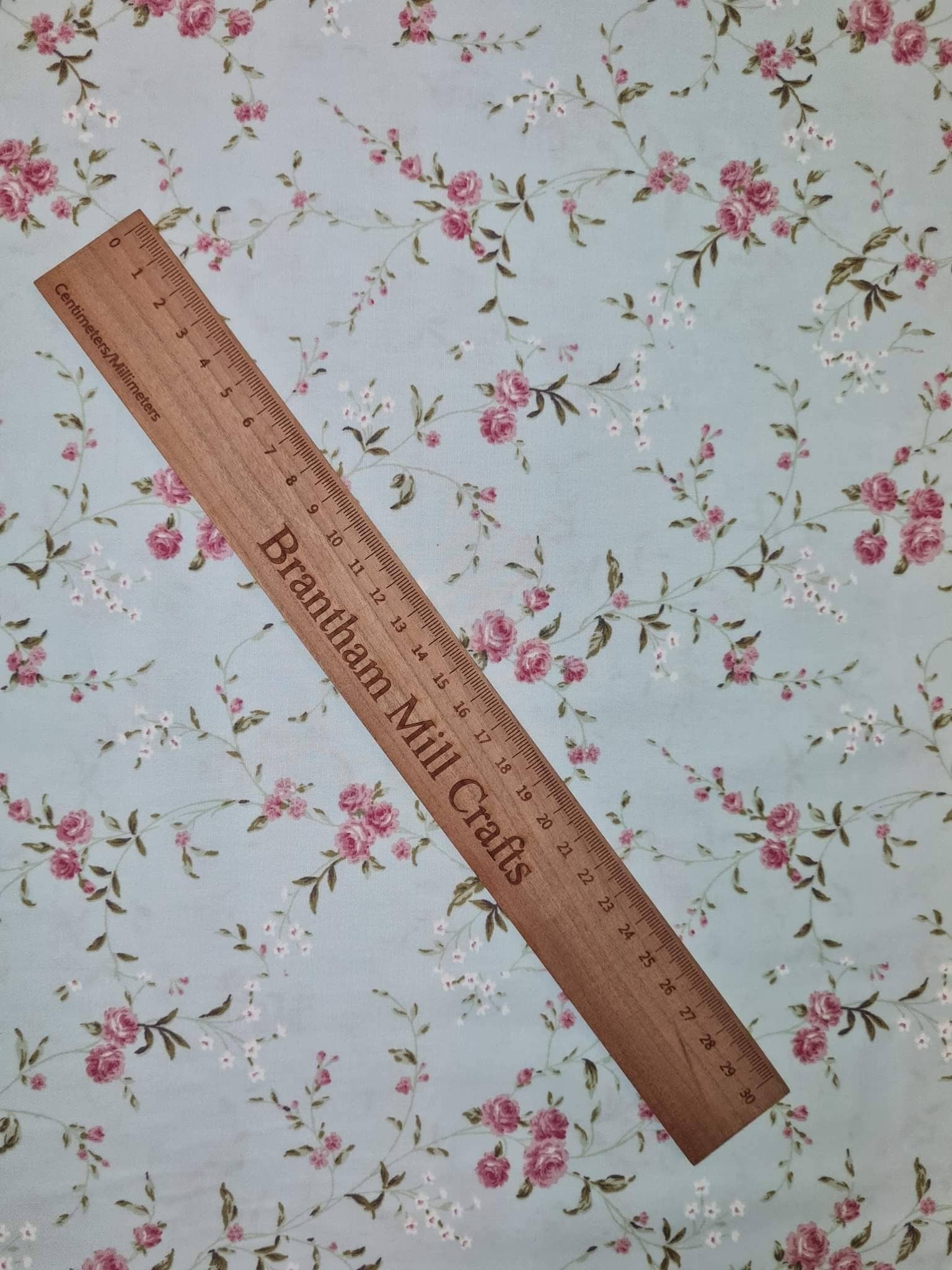 Pale Blue Floral Print Fabric, 110cm width, 100% Cotton Poplin PER HALF METRE