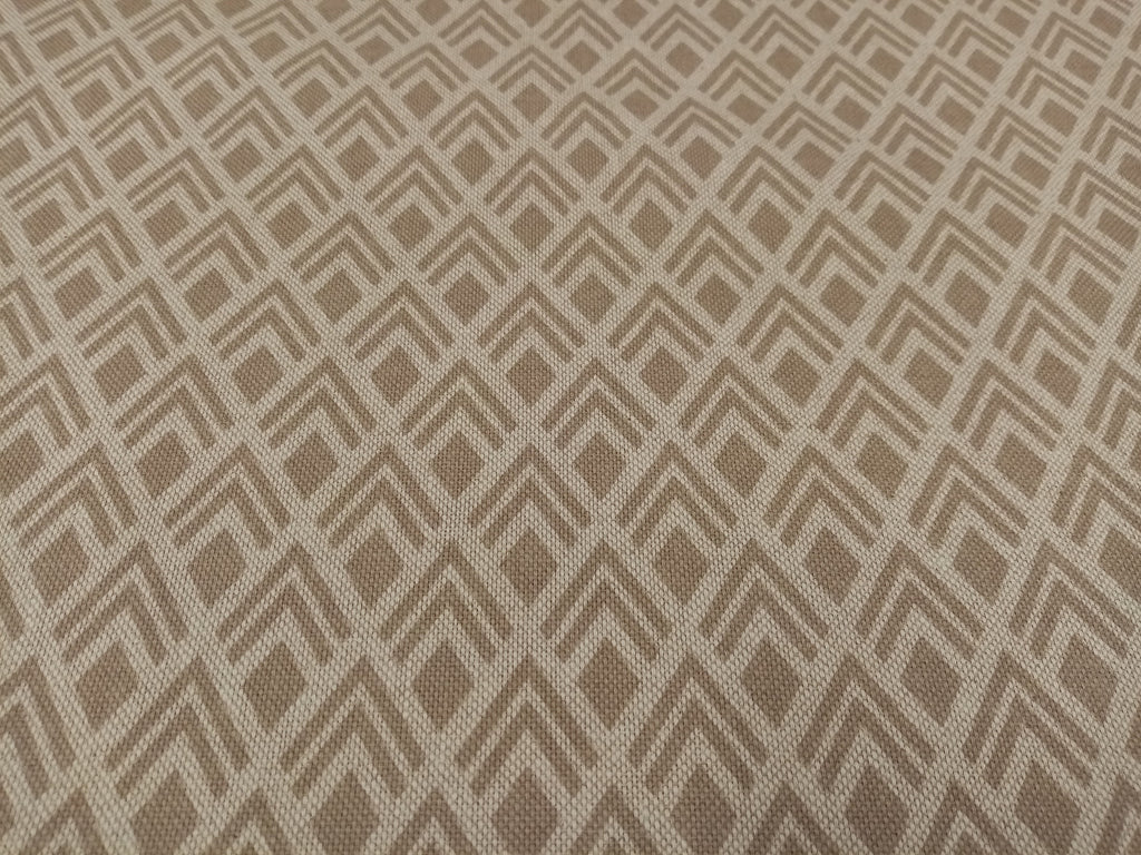 Beige Pattern Print Fabric, linen look, PER HALF METRE