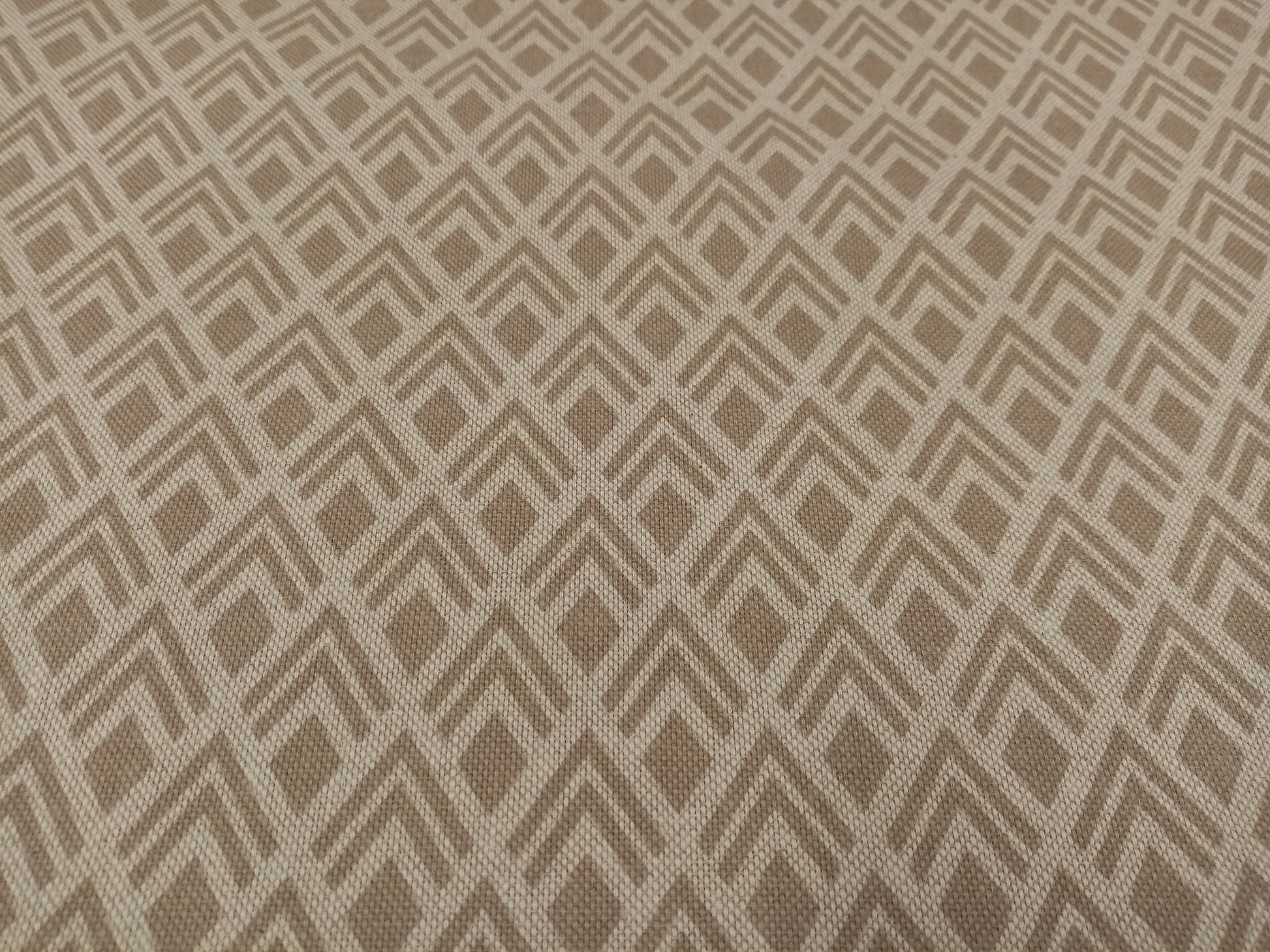 Beige Pattern Print Fabric, linen look, PER HALF METRE
