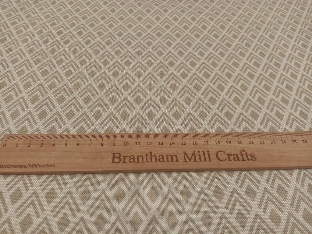 Beige Pattern Print Fabric, linen look, PER HALF METRE