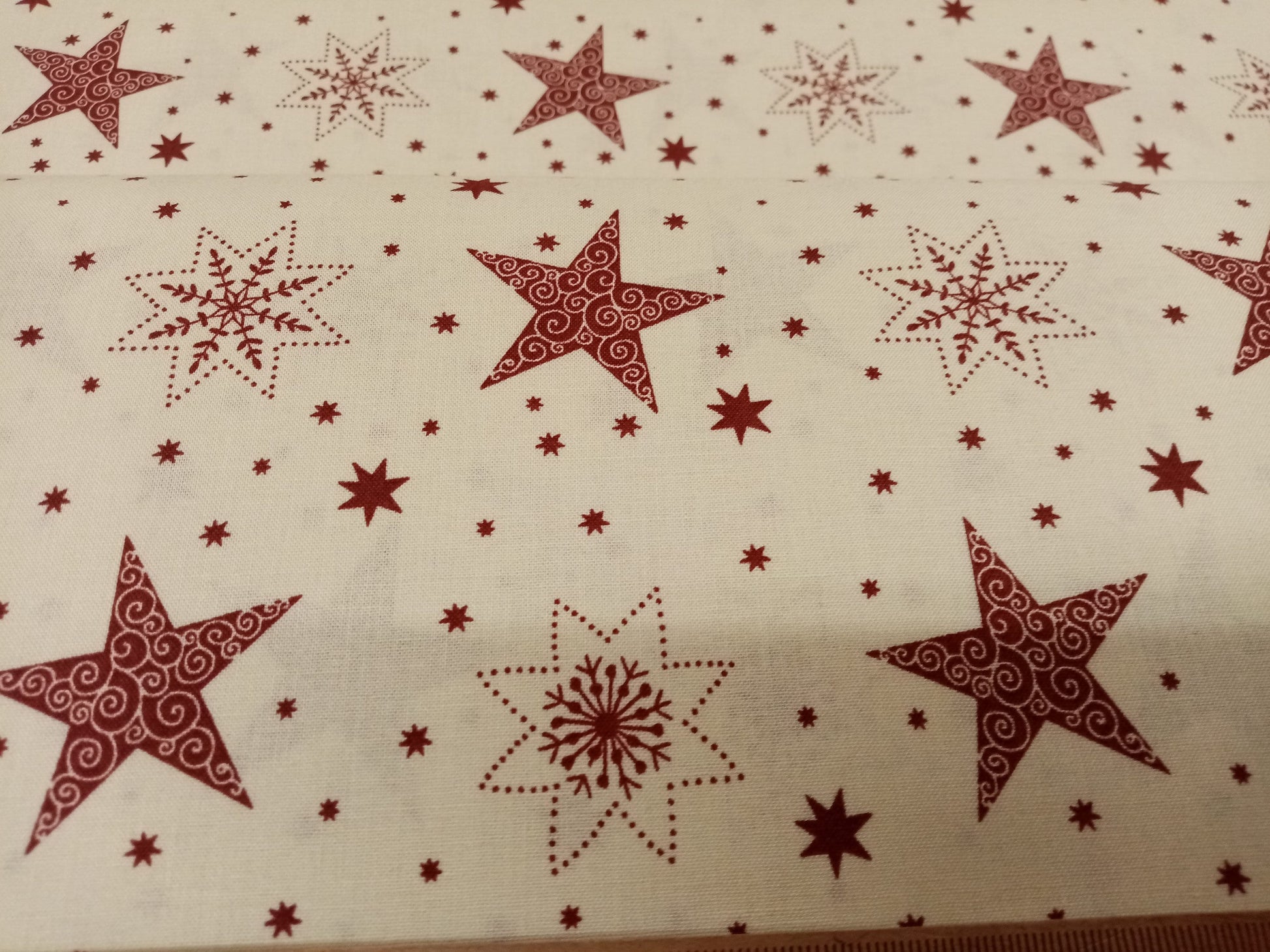 Christmas Scandinavian Star Print, 100% Cotton Fabric, 110cm width
