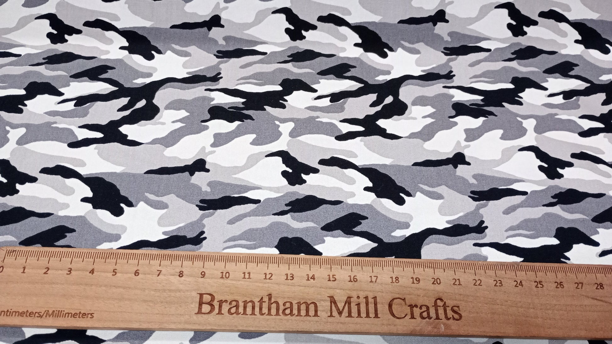 Rose & Hubble, Artic Camouflage Fabric, 110cm width, 100% Cotton Poplin PER HALF METRE