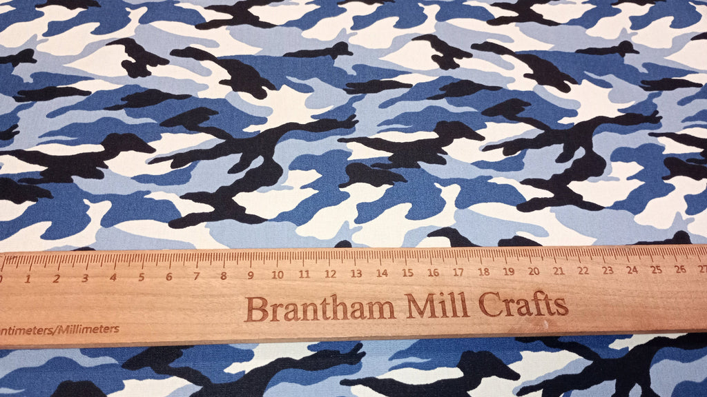 Rose & Hubble, Urban Camouflage Fabric, 110cm width, 100% Cotton Poplin PER HALF METRE