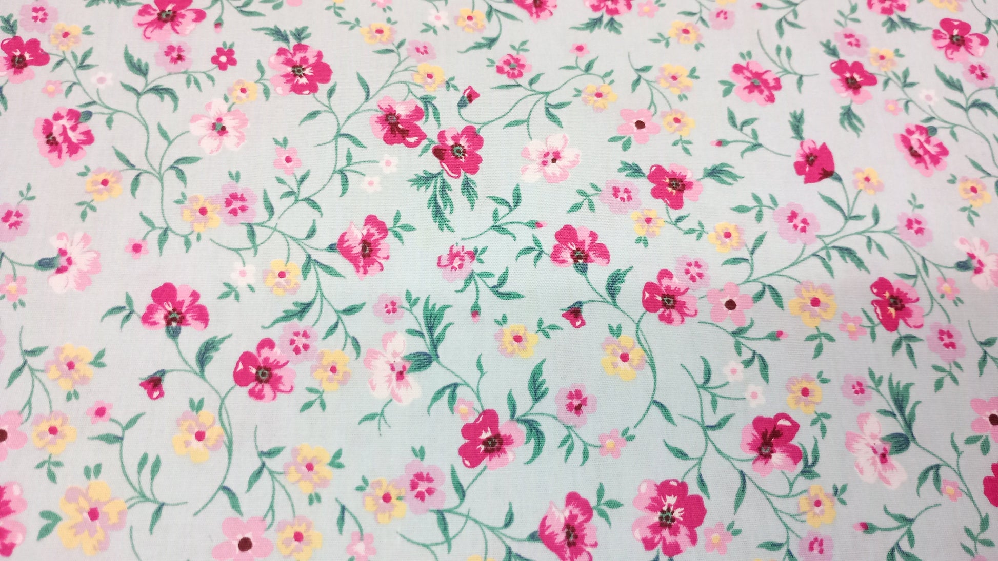 Rose & Hubble, Sky Floral Fabric, 110cm width, 100% Cotton Poplin PER HALF METRE