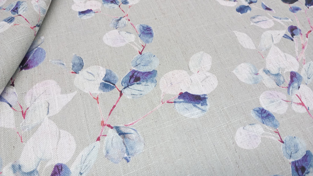 Digitally printed, Eucalyptus print,Fabric, 138cm width, Linen/ Viscose, PER HALF METRE