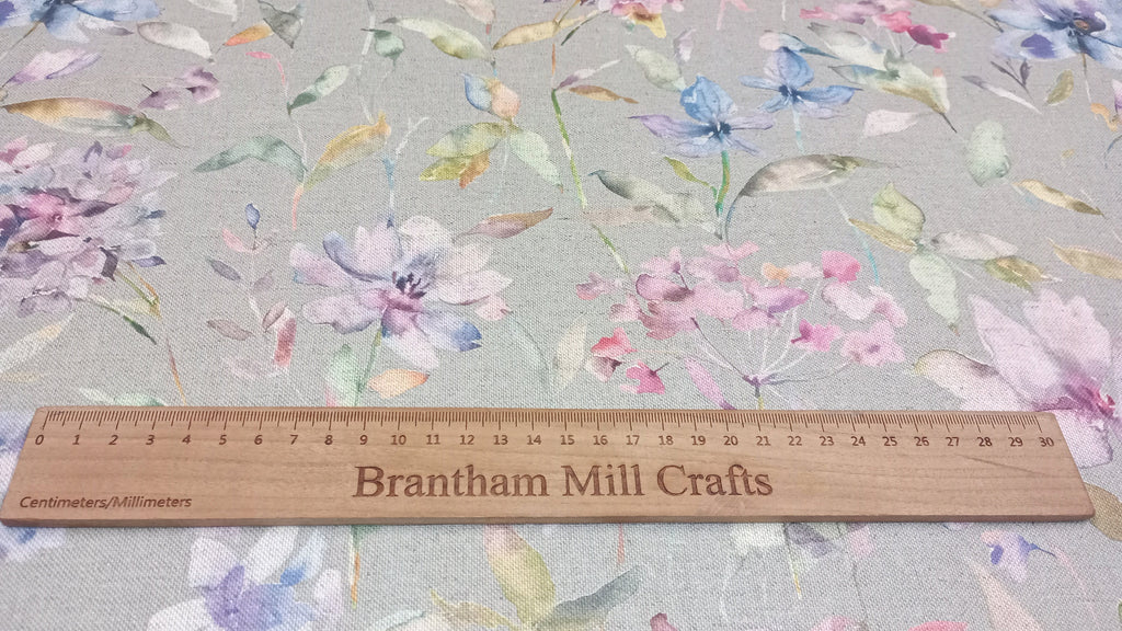 Floral Fabric, Recycled Cotton, Organic Linen, PER HALF METRE