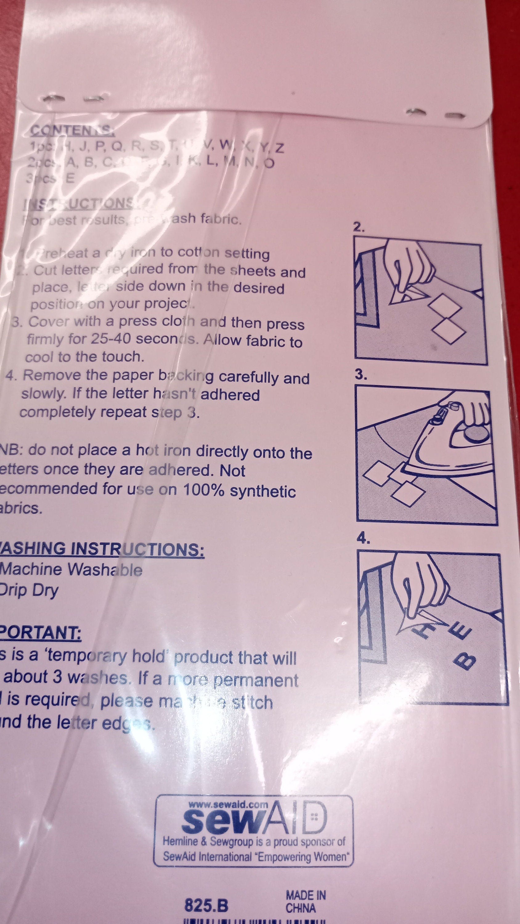 Hemline Iron On Instant Letters