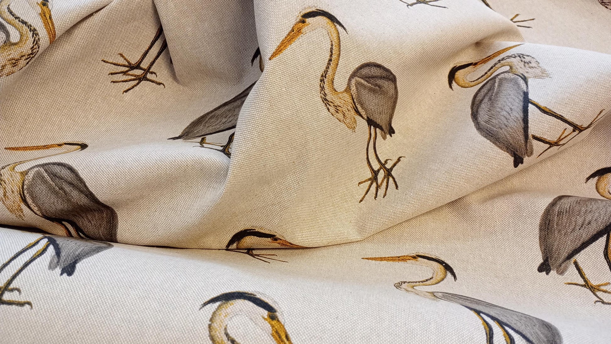 Heron Beige Linen Look Fabric, 140cm width, per half metre
