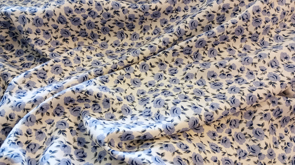 Lavender Floral Viscose Fabric, PER HALF METRE