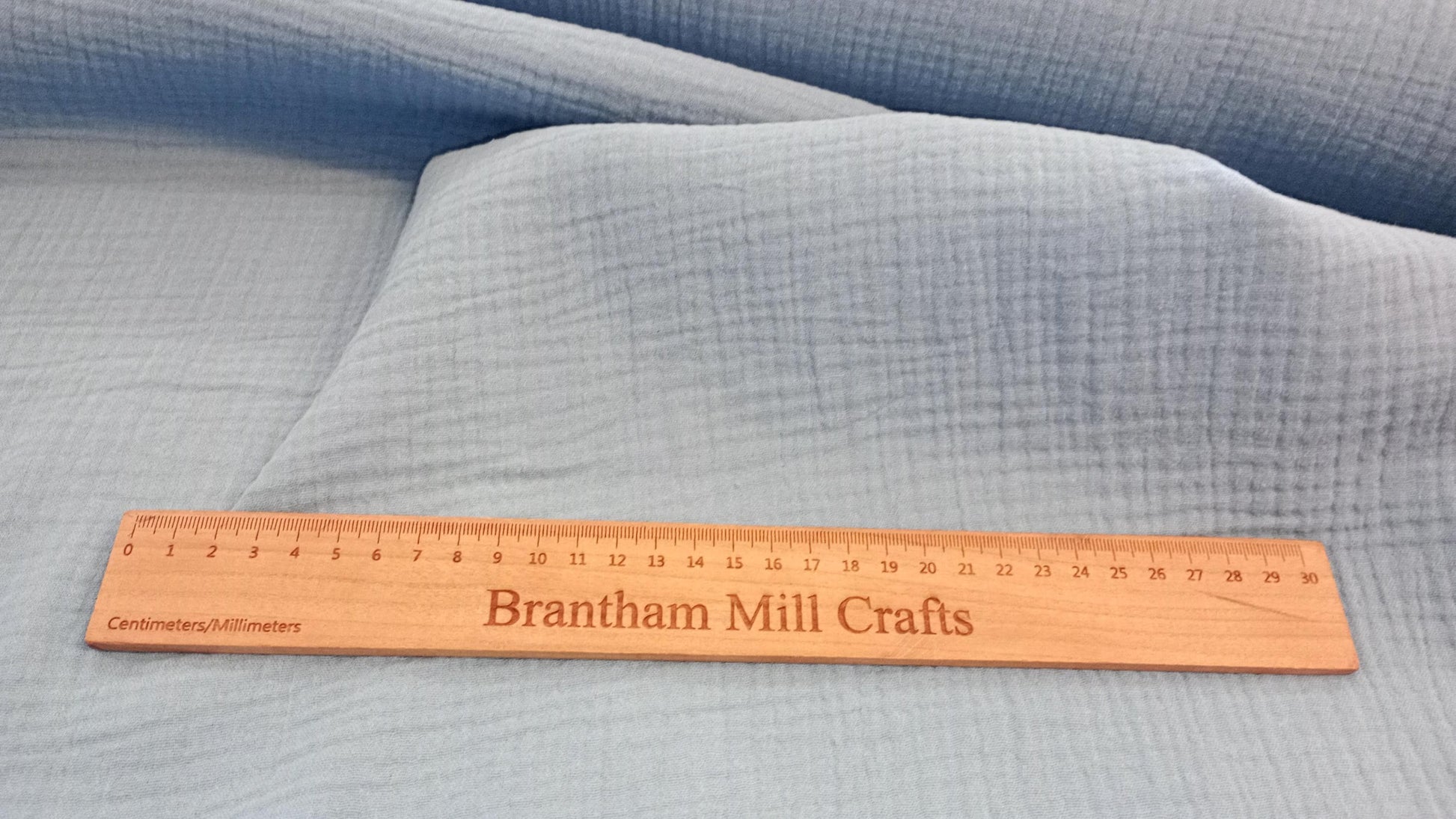 Denim Blue 100% Cotton, Double Gauze Muslin Fabric, PER HALF METRE