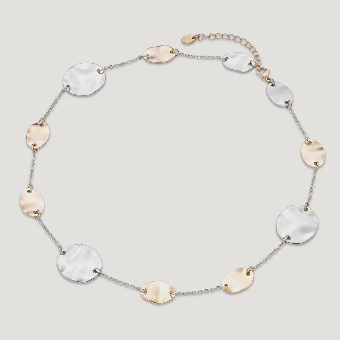 Vibes | Ripple Disc Necklace | 18K Gold & White Gold-Plated